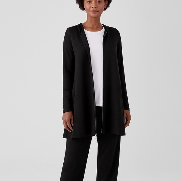 Eileen Fisher Lightweight Longline Hooded Jacket - Picture 9 of 10